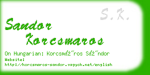 sandor korcsmaros business card